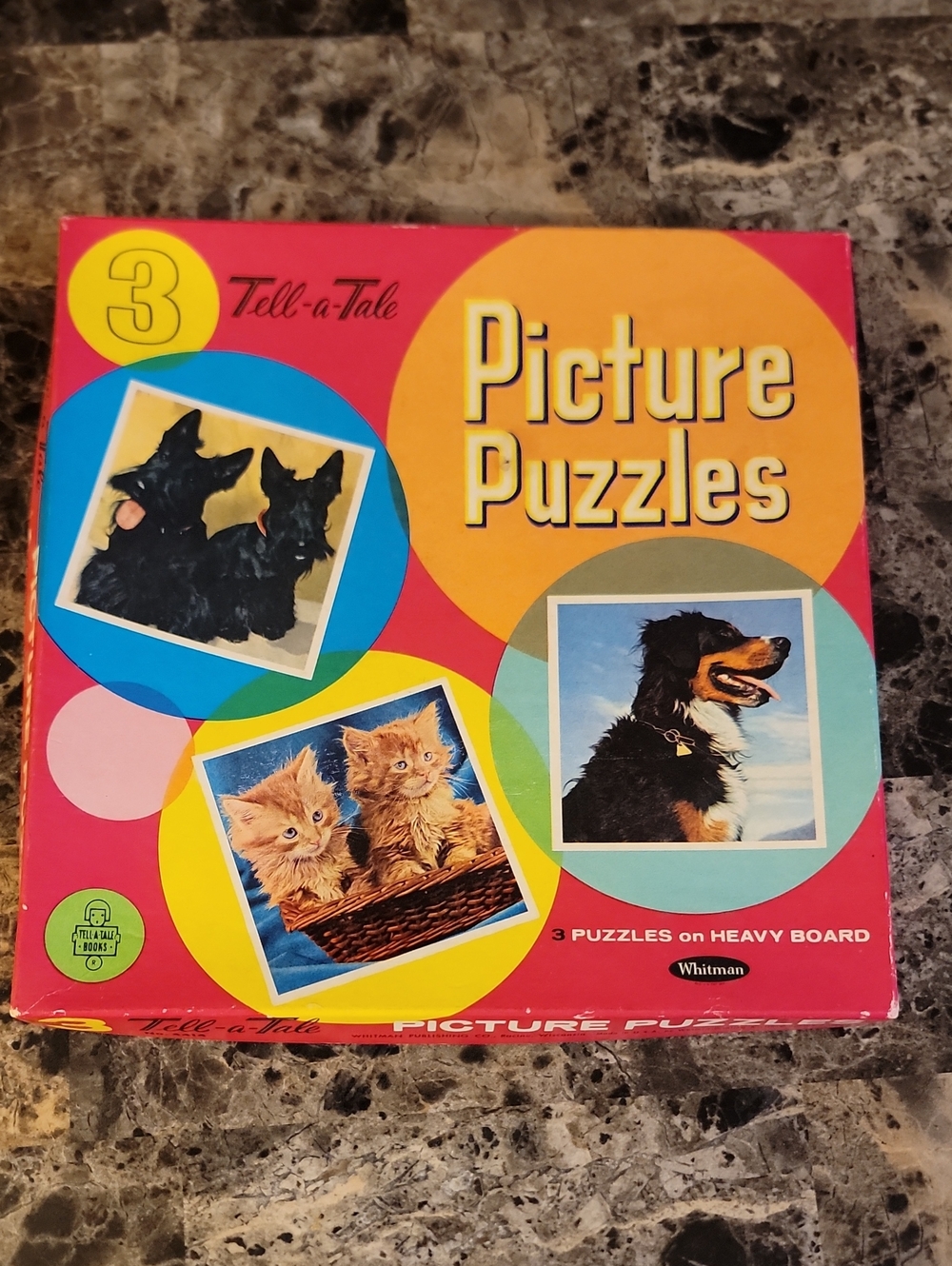 Vintage Whitman Picture Puzzles Set Of 3 Tell-a-Tale Dogs & Cats Scottie dogs